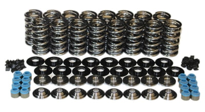 LS Valve Spring and Retainer Kit, NexTek, Polished Double Spring, .660" Max. Lift, 8mm Stem Diameter, 7° Machined Lock, Includes: Springs, Steel Retainers, Locators, Valve Locks, and Viton Seals