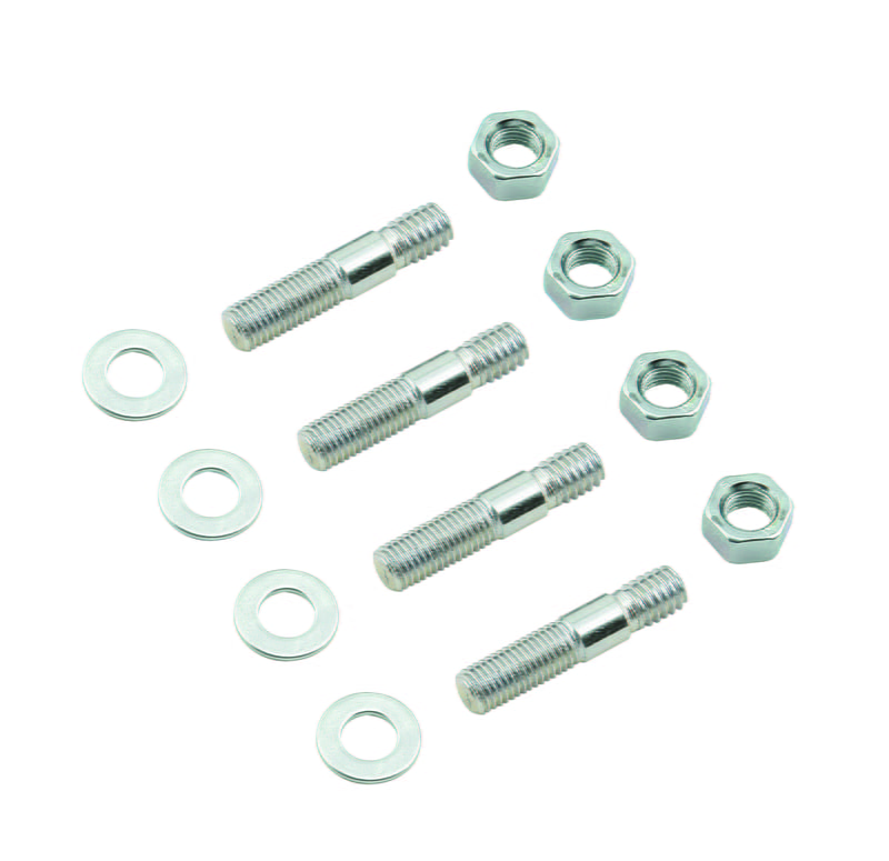 Carburetor Studs, Steel, Zinc Plated, 5/16-18-24" x 1.500" OAL, 1.000" Length Above Intake, Nuts and Washers Included, Set of 4