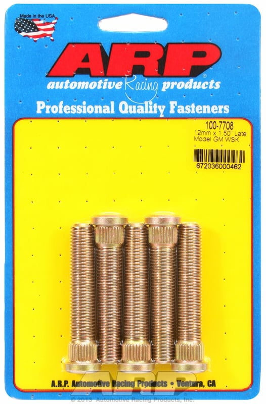 Wheel Studs, 12mm x 1.5, Knurl .509, 2-1/2" Long, Late GM, Camaro, Firebird, Corvette, Press In