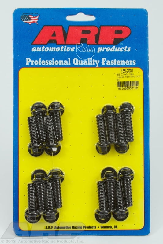 BBC, Intake Manifold Bolts, 6 pt. Black Oxide, Hex Head, Big Block Chevy, BBC, 3/8 - 16, 1-1/4"