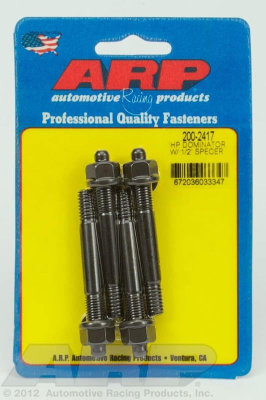 2.700" Carburetor Studs, (2.00" Total Above Manifold Seat, .500" Into Manifold, .200" Bullnose), Black Oxide, 5/16-18/ 24 in. x 2.700" O.A.L., Kit, w/1" Spacer, (ARP-200-2402) 4500 w/ 1/2" Spacer