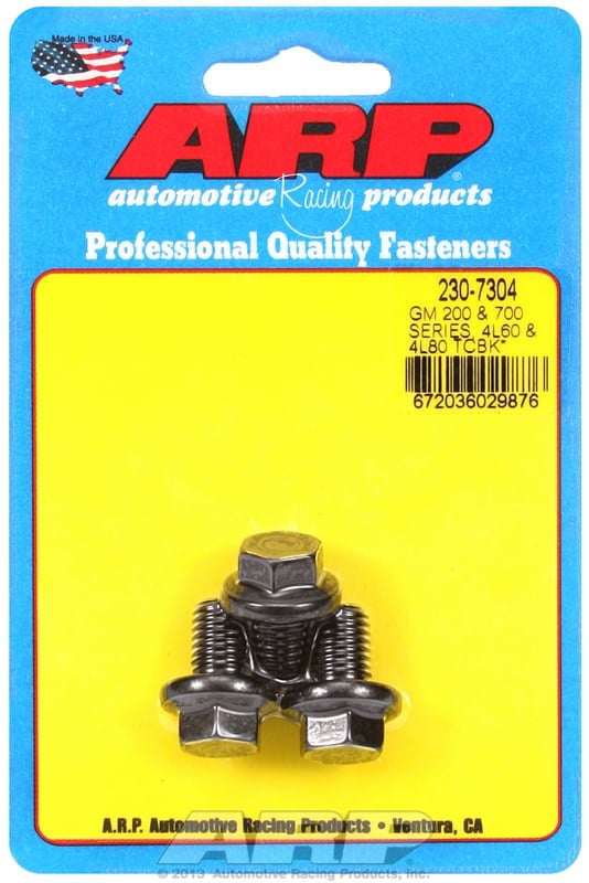 Torque Converter Bolts, 10mm x 1.5 in., Hex, Steel, Chevy, 200-4R, 700R4, 4L60, 4L60E, 4L80E, Set of 3