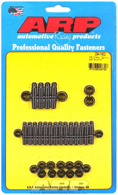 SBC, Oil Pan Stud Kit, 12 pt., Black Oxide