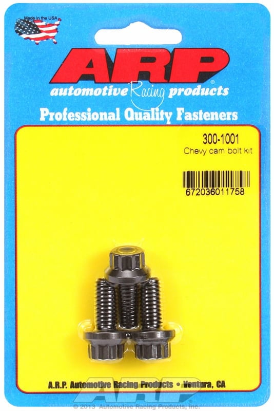 SBC/BBC, Cam Bolts, Pro Series, Black Oxide, 5/ 16 in.-18 Thread, Chevy, Big, Small Block, Oversize Head For Cam Button, Set of 3