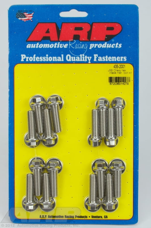 BBC, Intake Manifold Bolts, 6 pt. Polished, Hex Head, Big Block Chevy, BBC, 3/8 - 16, 1-1/4"