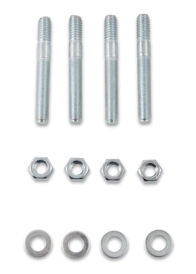 Carburetor Studs, Steel, Zinc Plated, 5/16-18-24" x 2.500" OAL, 1.875" Length Above Intake, Nuts and Washers Included, Use with 1" Carb Spacer, Set of 4