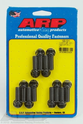 1.00" UHL Header Bolts, 12 Pt Head, SBC, Steel, Black Oxide, 3/8"-16, Set of 12