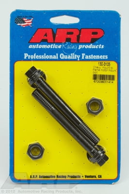Motor Mount Bolts, Black Oxide, Hex, Mount to Frame Stand, Chevy, Small, Big Block, Pair