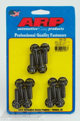 Header Bolts, LS Engine, 12 Point Head, Black Oxide, 20mm UHL, 3/8" Wrench Head, Set Of 16