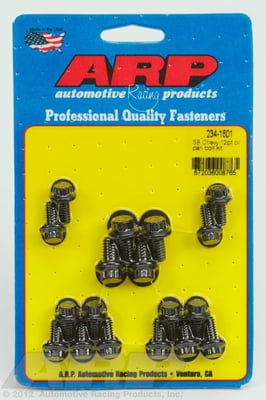 SBC oil pan 12 pt black oxide bolts kit