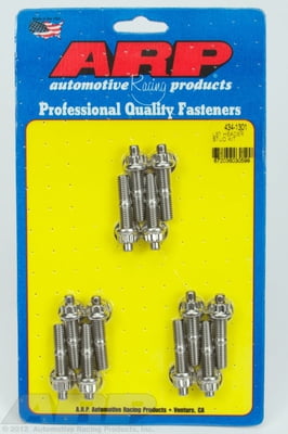 ARP 434-1301 LS, Header Studs, 12-Point Nuts, Stainless Steel, Polished, 8mm x 1.25, Chevy, 5.7, 6.0L, LS1, LS6, Set of 12