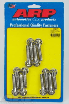 Intake Manifold Bolts, 3/8" Head 12 Pt. Stainless Steel, 1.700" UHL, Natural, Hex Head, Chrysler, Small Block, Big Block