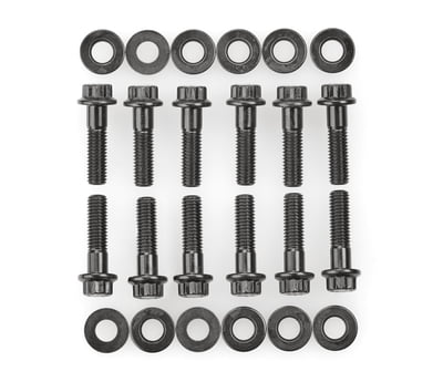 Header Bolts, LS Engine, 12 Point Head, Black Oxide, 25mm UHL, 3/8" Wrench Head, Set Of 16