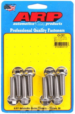 LS Bellhousing Bolts, Hex, 10mm x 1.5 Thread, Stainless Steel, Natural, Chevy