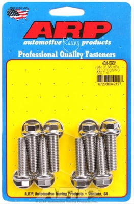 Misc. Engine Hardware LS Bellhousing Bolts, Hex, 10mm x 1.5 Thread, Stainless Steel, Natural, Chevy