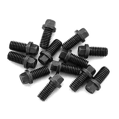 SBC, Header Bolts, 3/4" U.H.L., 3/8" Hex Head, 6 pt., BB Chrysler, Pontiac, Steel, Black Oxide, Set of 12