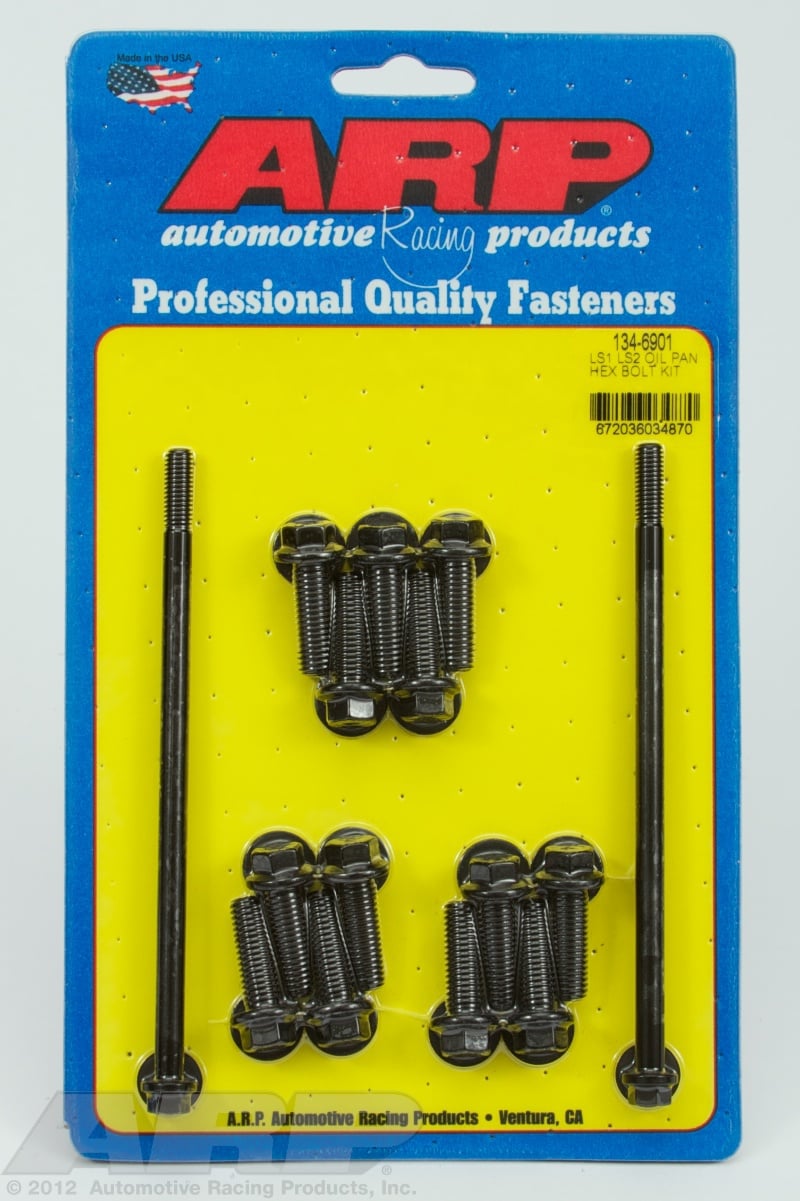 LS1 Oil Pan Bolt Kit, Chromemoly Steel, Black Oxide, Hex Head, Chevy