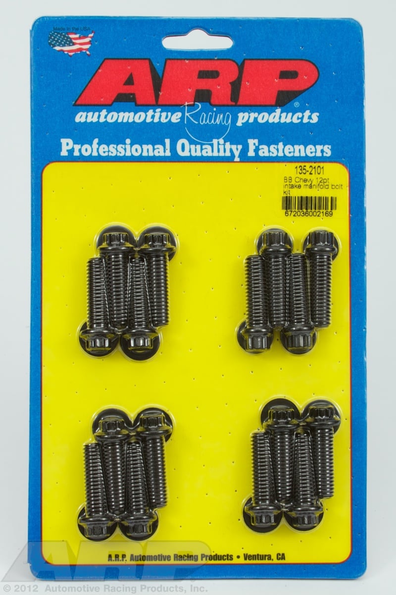 BBC, Intake Manifold Bolts, 12 pt. Black Oxide, Big Block Chevy, BBC, 3