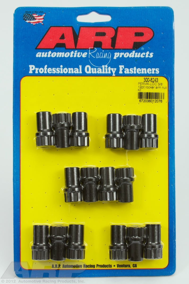 3/8", Rocker Arm Nut, BBC, Ford, SBC, PermaLoc 3/8" x 24, Shank OD