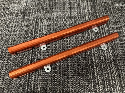 LS2 Fuel Rails, EV6 injectors, Billet Aluminum, Red Anodized, -8AN O-ring, Chevy, 6.0L, Pair
