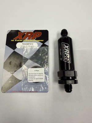 #6 AN Post Pump Fuel Filter With 10 Micron Stainless Steel Screen, Gas, E-85, & Alcohol Compatible