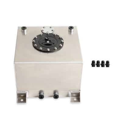 5 Gallon Aluminum Flat Bottom Fuel Cell With Foam, 12" x 12" x 8.5", Bulkhead Style Mounting