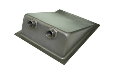 Fuel Tank Sump, 18-Gauge Steel, Weld-In, Two 1/2 in. NPT Outlets