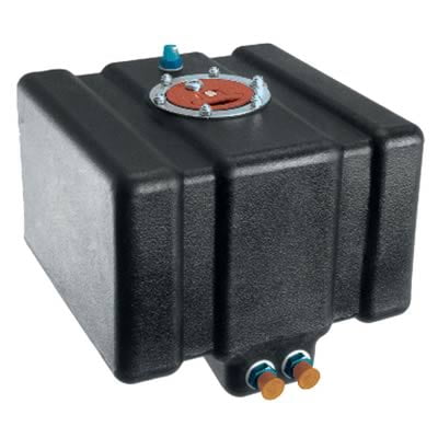 CUSTOM FITTINGS - 5 Gallon Fuel Cell No Foam, Horizontal Style Fuel Cell, Plastic, 13" x 13" x 8", 2 Outlet #10, 1 Vent #8, 1 Bypass Return Fitting #8 - Custom