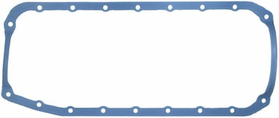 SBC, 1-Piece Oil Pan Gasket, (Trimmed For Stroker Crank) Steel Core, Thick Ft. Seal, Straight Side Rails for Aftermarket Blocks, 2-PC. Rear Main Seal
