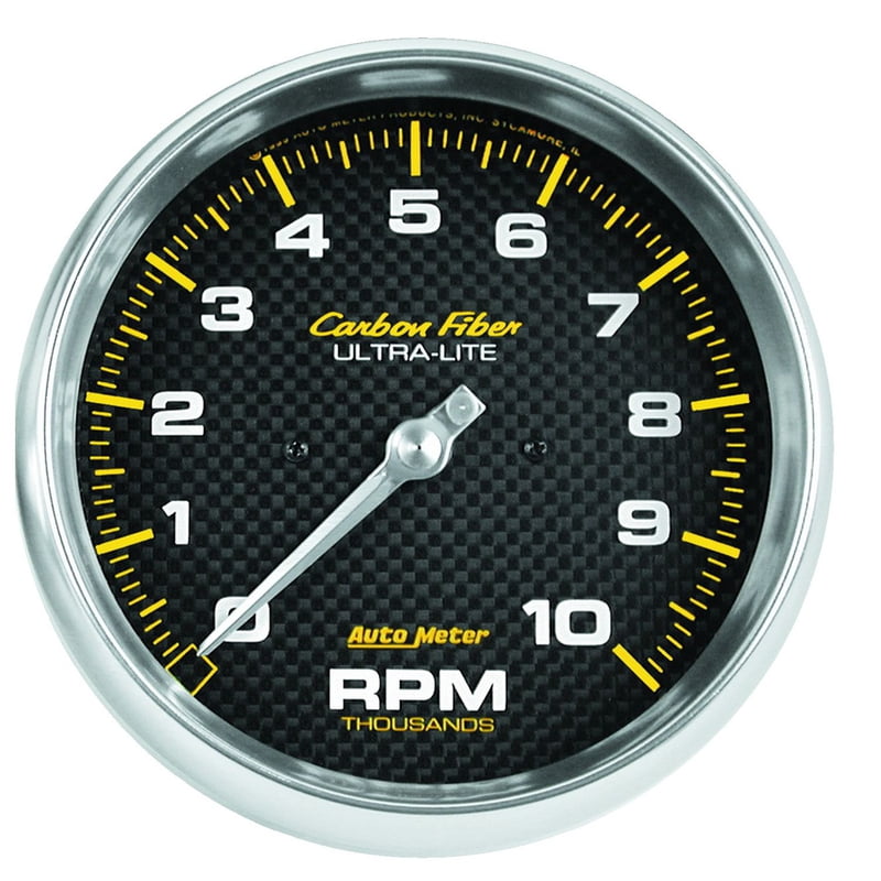5" Carbon Tachometer, Carbon Fiber Ultra-Lite, 0-10,000 rpm, Analog, Electrical, In-Dash