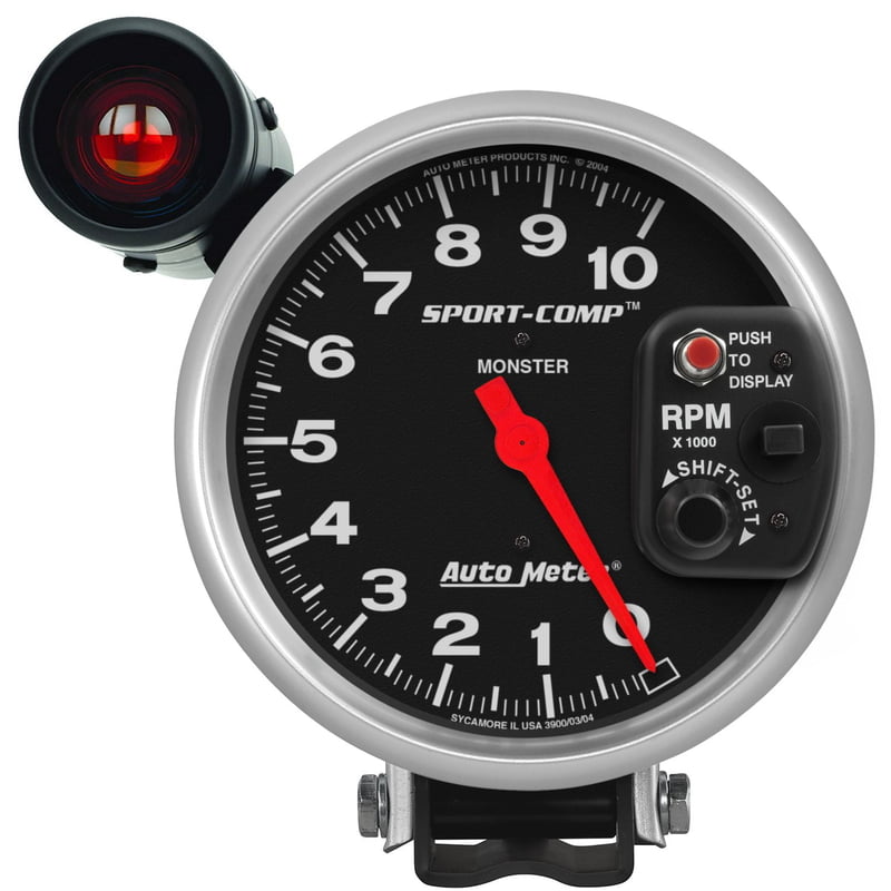 Sport-Comp 5" Tach, Silver Playback, 0-9000 RPM, Pedestal Mount