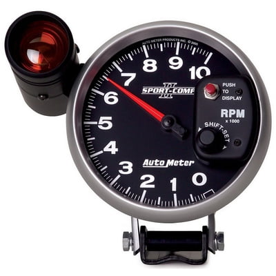 Tachometers 5" Tachometer, Sport-Comp II, 0-10,000 rpm, Analog, Electrical, with Shift Light, Pedastal Mount, Black Face