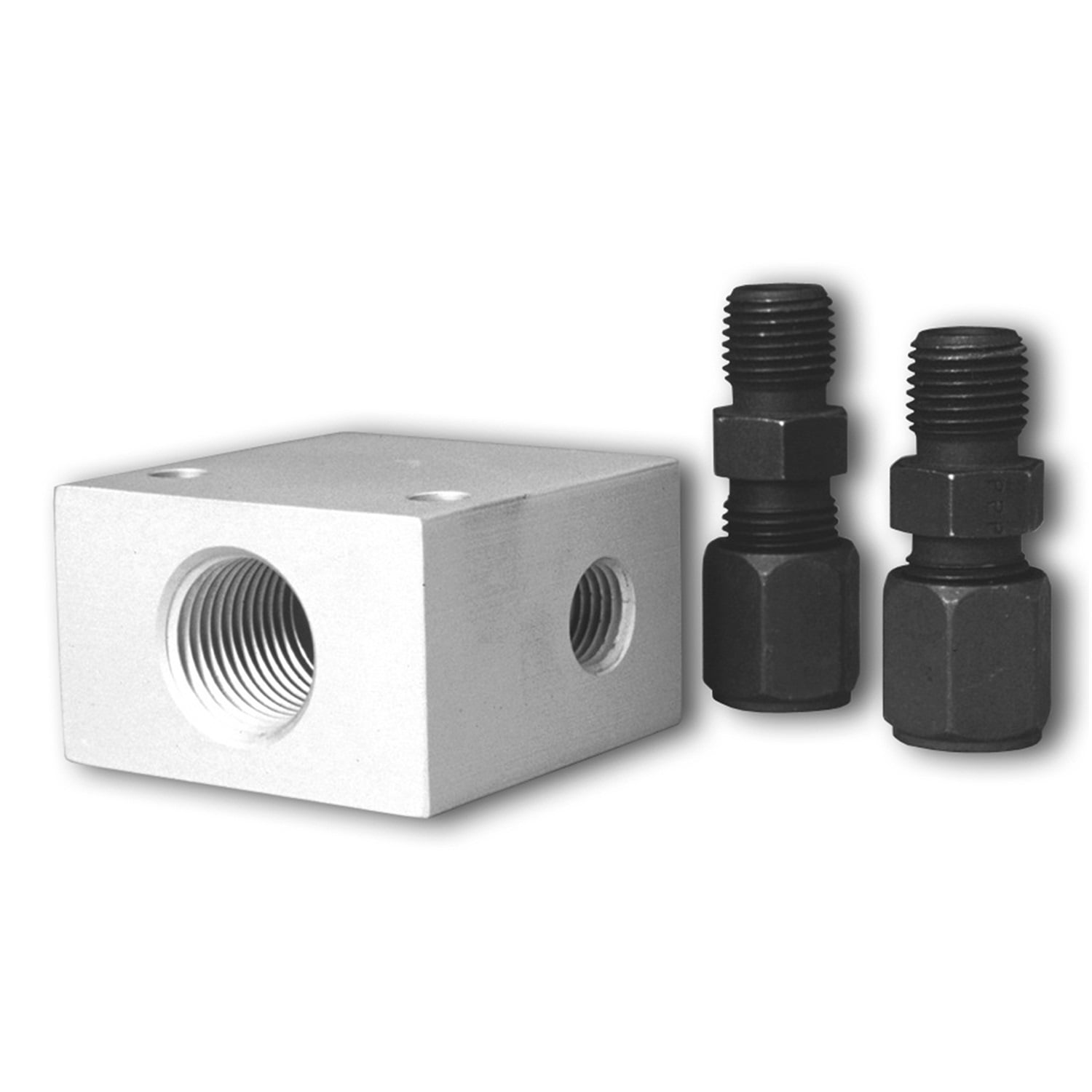 Manifold, Transmission Temperature Gauge, Aluminum, Blue, 1/2" 14 NPT