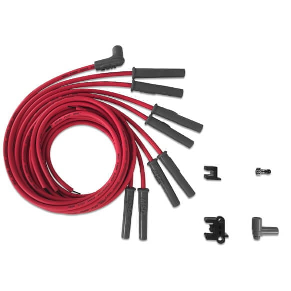 Universal Multi Angle / Straight Spark Plug Wires, HEI Style Cap End, 8.5mm Super Conductor, Red