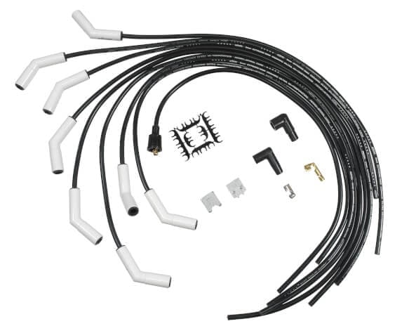 Universal Spark Plug Wires, 45° Plug Boots, Extreme 9000 Ceramic, 8mm, Black