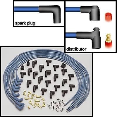 Universal Spark Plug Wires, 90° Plug Boots, Blue Max