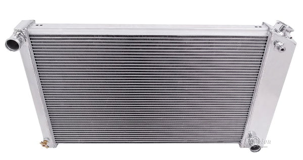 3-Row Champion Radiator, NO Transmission Cooler, Manual Transmission, 1.50" Top Driver Side Inlet, 1.50" Bottom Passenger Side Outlet, Overall Dimensions: 18 5/8" x 33"