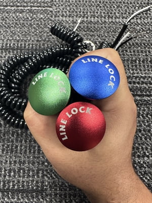 Atomic Billet, "LINE LOCK" Laser Etched Mushroom Button, Large 1.18" / 30mm Face, Push Button, Momentary Armed, 6' Black Coiled Cord, Max 12 Amps