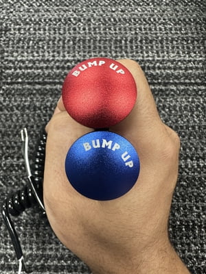 Atomic Billet, "BUMP UP" Laser Etched Mushroom Button, Large 1.18" / 30mm Face, Push Button, Momentary Armed, 6' Black Coiled Cord, Max 12 Amps