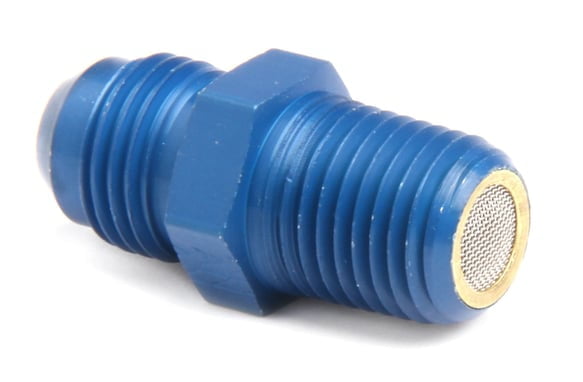 1/4" NPT x #6 Fuel Filter Fitting, Male St., Nitrous Oxide, Aluminum Blue