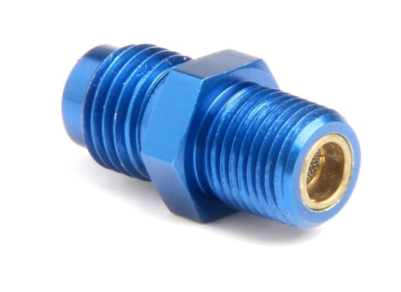 1/8" NPT x #4 Fuel Filter Fitting, Male St., Nitrous Oxide, Aluminum Blue