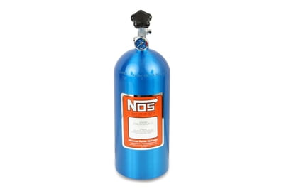 Nitrous Bottle, 10 lbs., High-Flow Valve, Aluminum, Blue, 7.00" Dia, 21.00" Length, Empty, 10#