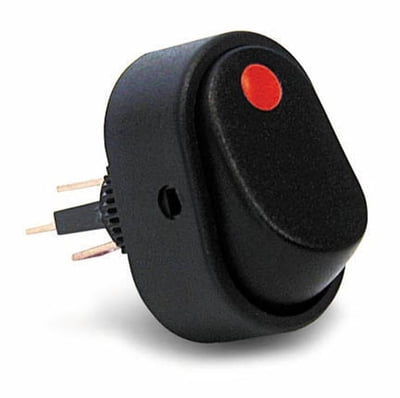 Arming Switch, Lighted, Rocker, Constant, Plastic, Black