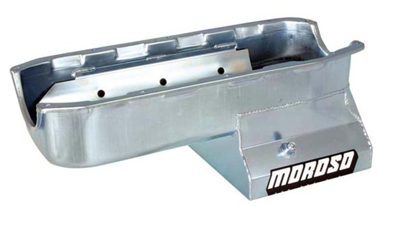 SBC, Oil Pan, Steel, Clear Zinc, 7 qt., Chevy, Small Block, 4.125" Stroke w/Steel Rods, 8-1/4" Deep, Driver's side dipstick, (P-Up 24350)