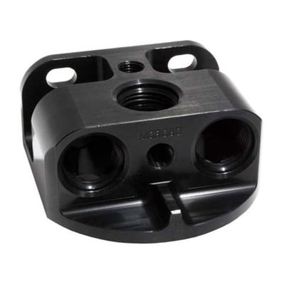 Adapters & Relocation Kits Remote Oil Filter Mount, #12AN Inlet and Outlet, Uses 13/16-16 Oil Filter Thread, Black Anodized (HP-3002)