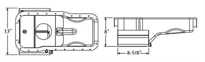 SB Ford, Street / Strip Oil Pan, 289/ 302 Front Sump, 8.00" Deep, Stepped