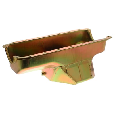 Oil Pans 360 Mopar Oil Pan, Steel, Gold Iridite, 8 qt, Small Block, 360, A, B and E Bodies, 8.750", (18345 P-Up)