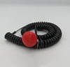 Atomic Plastic, Mushroom Button, Large 1.18" / 30mm Face, Push Button, Momentary Armed, 6' Black Coiled Cord, Max 12 Amps