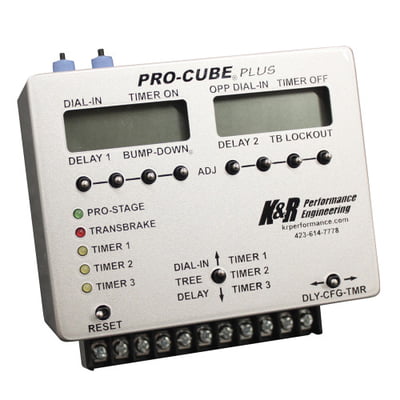 Pro Cube Plus, Silver, Delay Box & Features:..Automatic Crossover / Crosstalk..Small Size - 4.5"W x 3.5"H x 2.75"D..Bump Down & Bump Up, Double Hit Large LCD Display, Quick Set Switches..Run Info, Transbrake Lockout, Flinch Protection, Reset Switch etc.