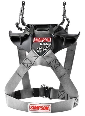 LG, Head and Neck Restraint System, Hybrid Sport, M61 Quick Release / Dual End Tether Kit, SFI 38.1, Large, Silver